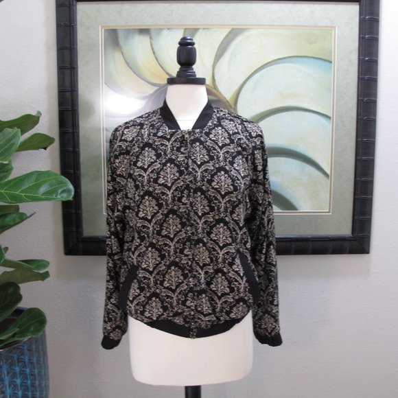 ELODIE Damask Printed Bomber Jacket - Picture 8 of 11
